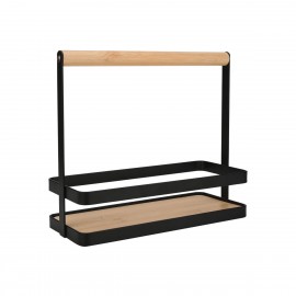 01-28343 ESTIA ΘΗΚΗ ΟΡΓΑΝΩΣΗΣ BAMBOO ESSENTIALS ΜΕ ΧΕΡΟΥΛΙ 24x10.5x21.3cm ΜΕΤΑΛΛΙΚΗ ΜΑΥΡΗ