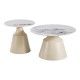 278-000104 Τραπέζια σαλονιού Sculpt pakoworld σετ 2τεμ μέταλλο cappuccino- sintered stone λευκό μαρμάρου
