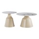 278-000104 Τραπέζια σαλονιού Sculpt pakoworld σετ 2τεμ μέταλλο cappuccino- sintered stone λευκό μαρμάρου