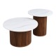 072-000189 Τραπέζι σαλονιού Skerta pakoworld σετ 2τεμ λευκό sintered stone mdf με καρυδί βάση