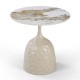 278-000105 Βοηθητικό τραπέζι Amphora pakoworld μέταλλο cappuccino-τραβερτίνα με όψη μαρμάρου Φ50x47εκ