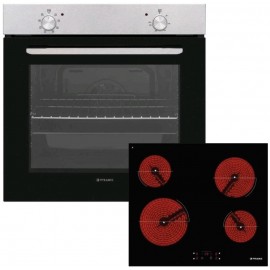 Pyramis PO78010008SIX + PHC62410FMB Φούρνος άνω Πάγκου 78lt με Κεραμικές Εστίες Π59.5εκ. Inox A